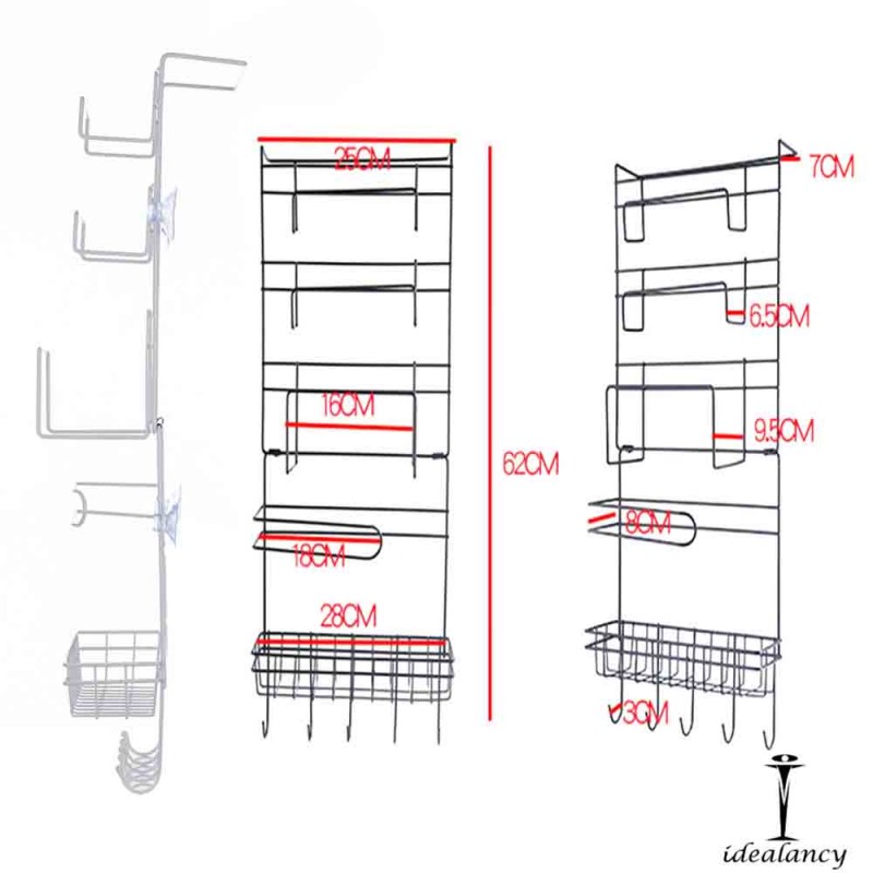 5-Tier Multi-Functional Storage Shelf For Hanging On The Fridge