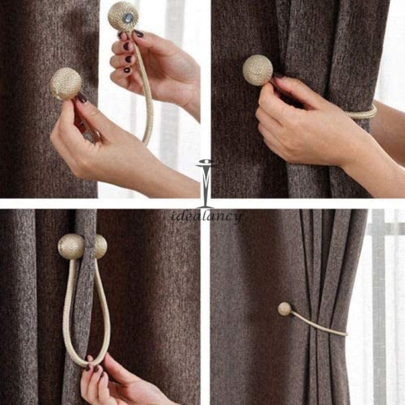Magnetic Pearl Ball Curtain Tiebacks Clips 2Pcs