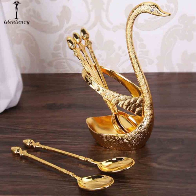 Buy swan shaped spoon set holder stainless steel at best price in