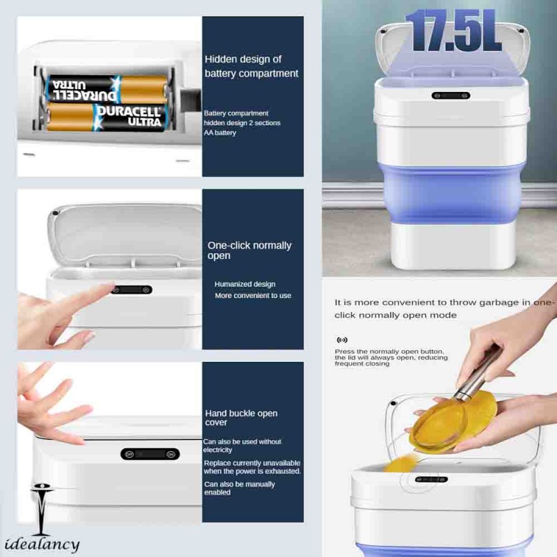 Smart Sensor Folding Trash Can Dustbin