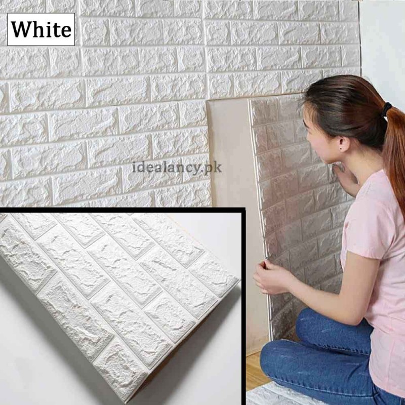 Pack of 4 3D Foam Brick Wall Sheets
