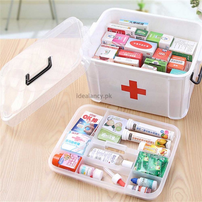 First Aid Medicine Storage Box Two Layers