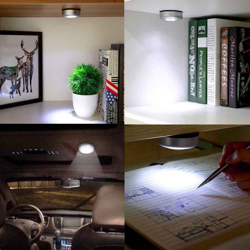 LED Push Button Tap Light Adhesive Pack Of  3