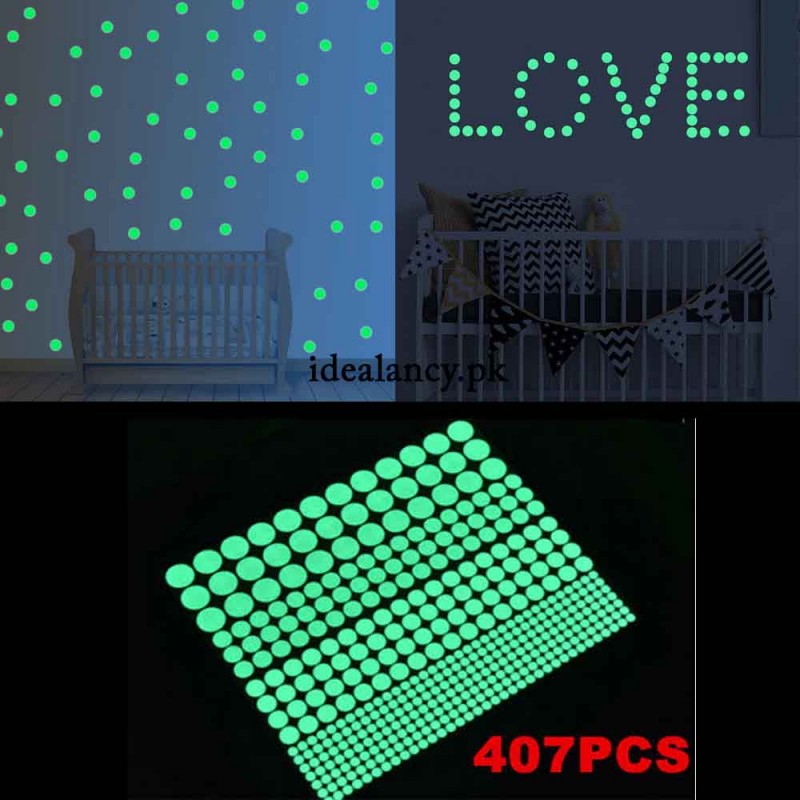 Night Glow Polka Dot for kids room Pack Of 407Pcs