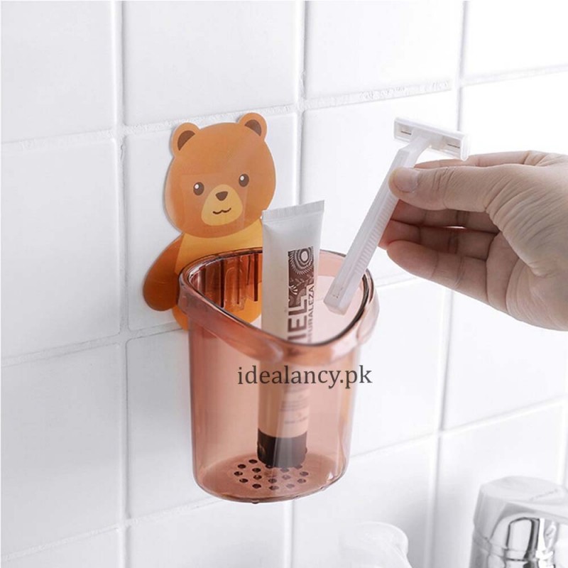 Buy bear toothbrush holder cup wall mounted at best price in Pakistan |  Idealancy