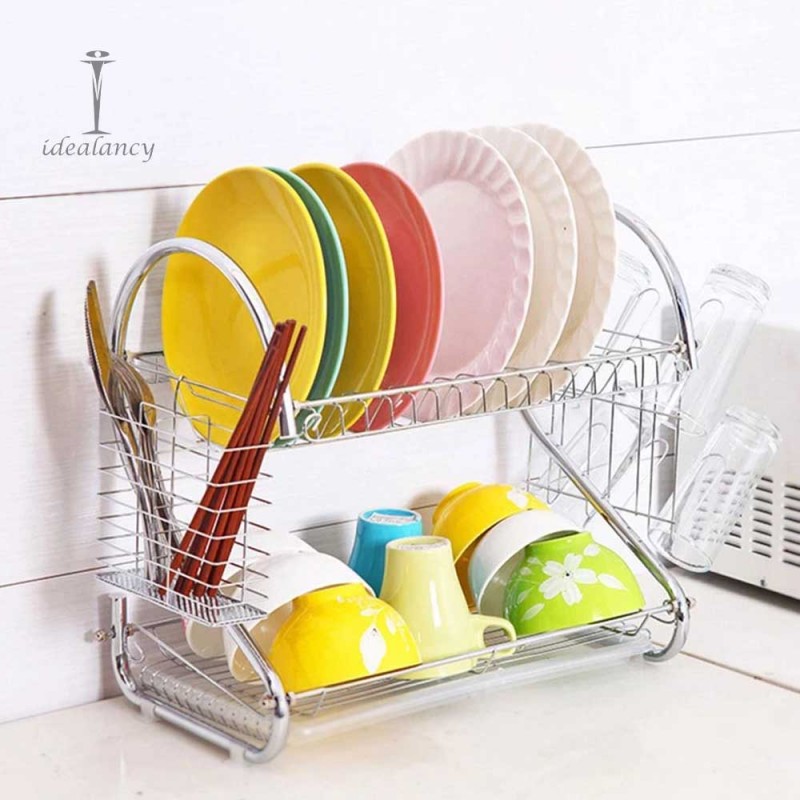 2 Layer Dish Drying Rack With Cup & Knife Holder Organizers, Rack & Organizers Made In Pakistan