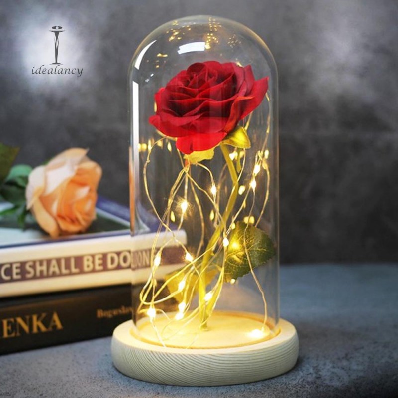 LED Light Lamp Foil Flower In Glass Cover