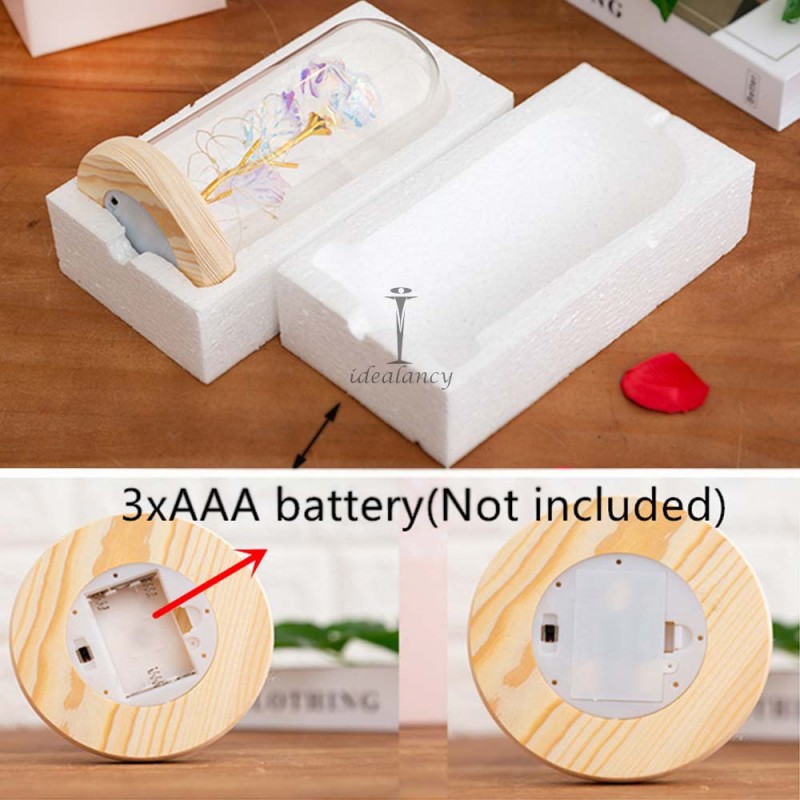 LED Light Lamp Foil Flower In Glass Cover