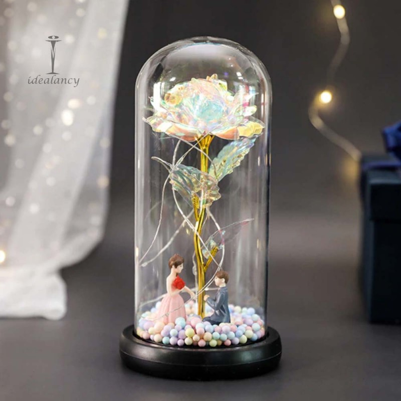 LED Light Lamp Foil Flower In Glass Cover