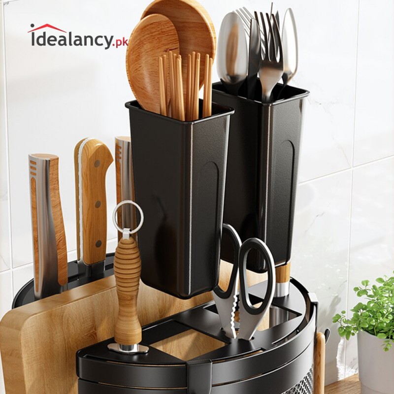 Buy rotatable cutlery utensil rack with knife holder at best price in