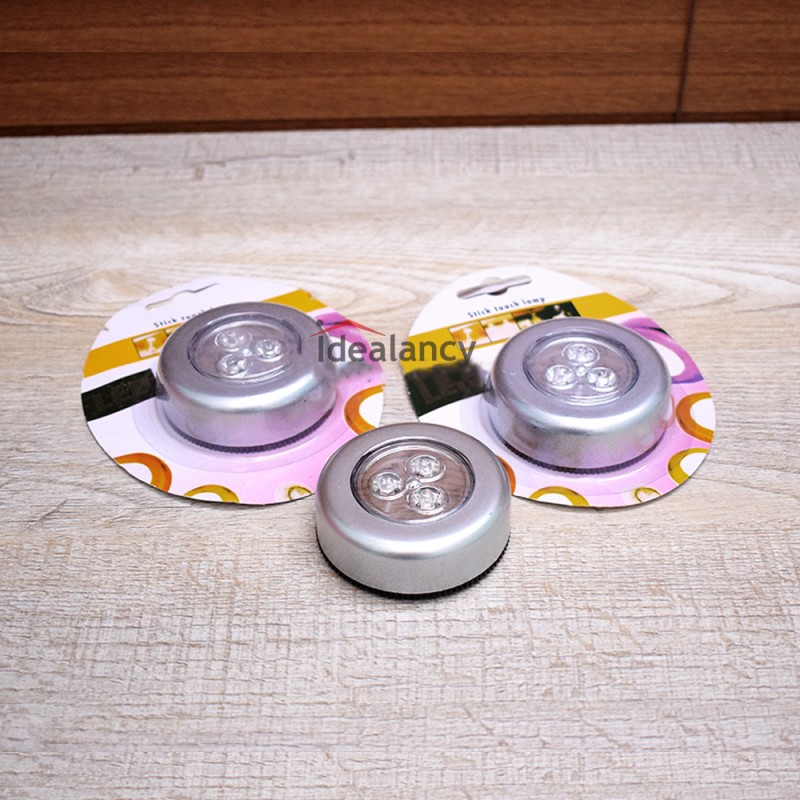 LED Push Button Tap Light Adhesive Pack Of  3