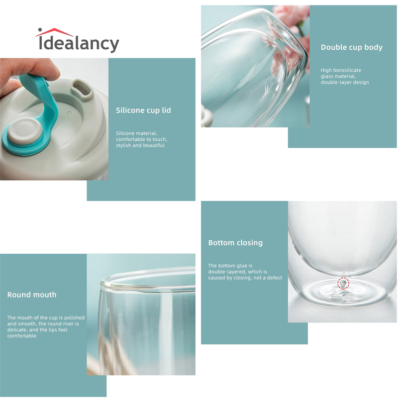 Double Wall Glass Mug With Lid