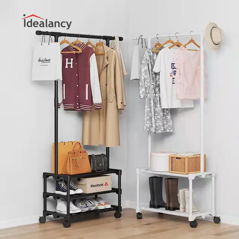 Buy multifunctional coat & shoe rack with wheels at best price in