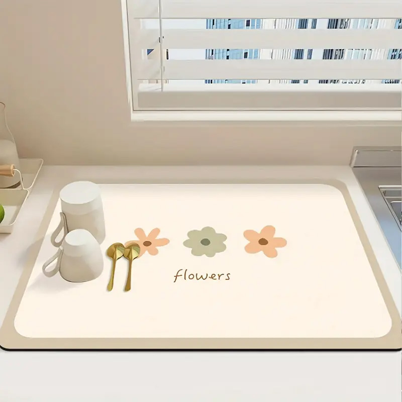 Anti-Slip Dish Drying/Dining Table Mat-Water Absorbent-(Design-H)