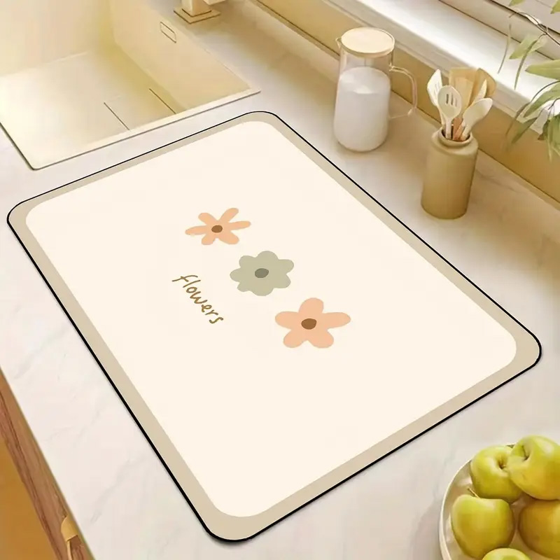 Anti-Slip Dish Drying/Dining Table Mat-Water Absorbent-(Design-H)