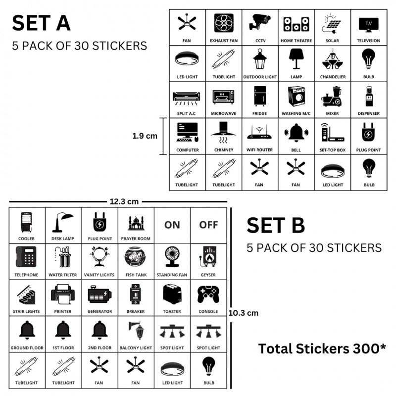 Transparent Switch Board Stickers 300 Pcs