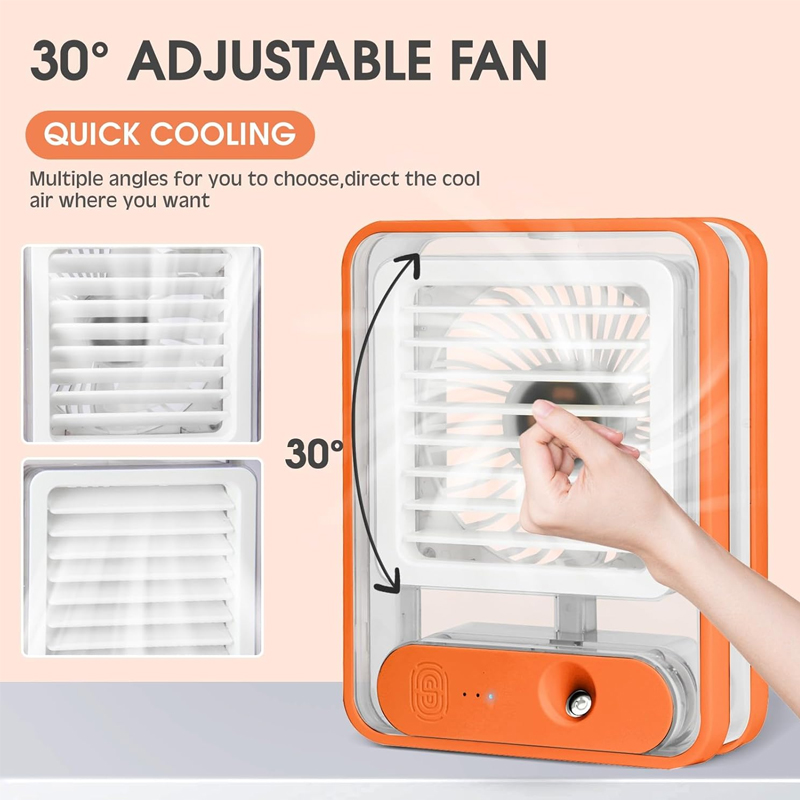 Rechargeable Mini Portable Desk Fan With Mist Spray LED