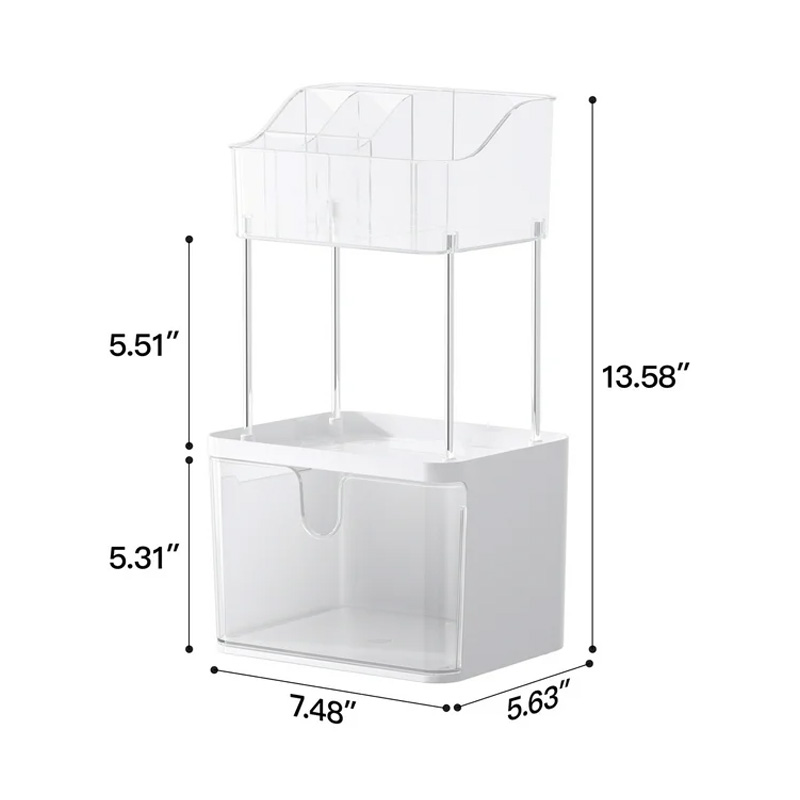 2 Layer Makeup Cosmetic Organizer With Drawer