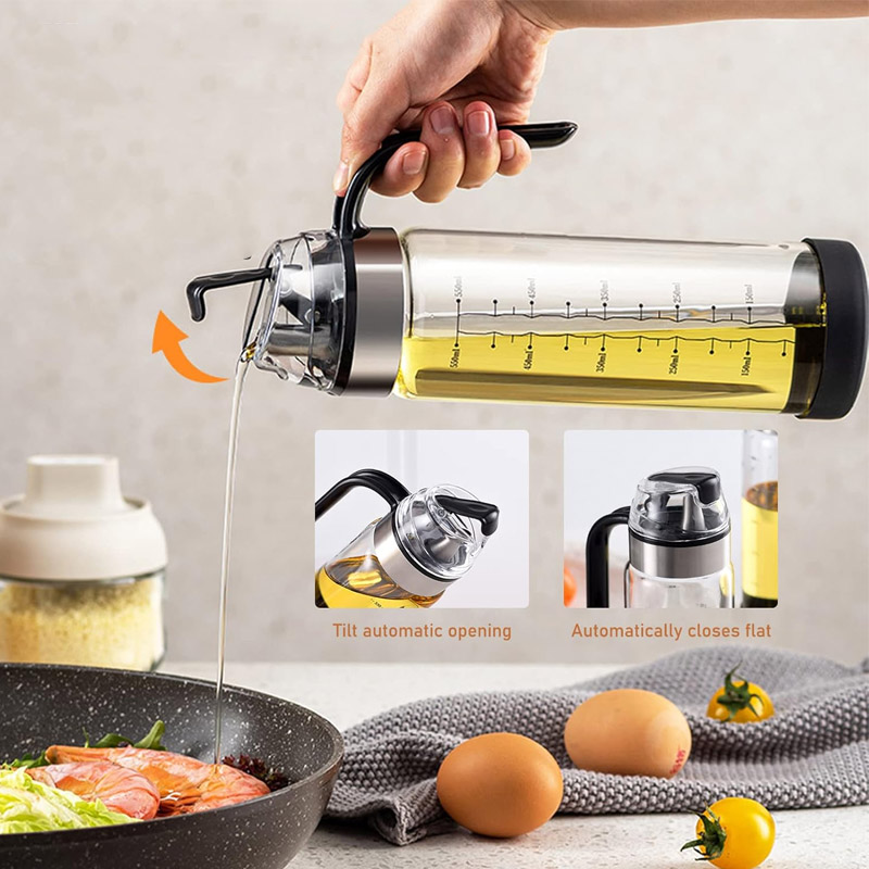 Glass Oil Dispenser Bottle Auto Flip 550 ML