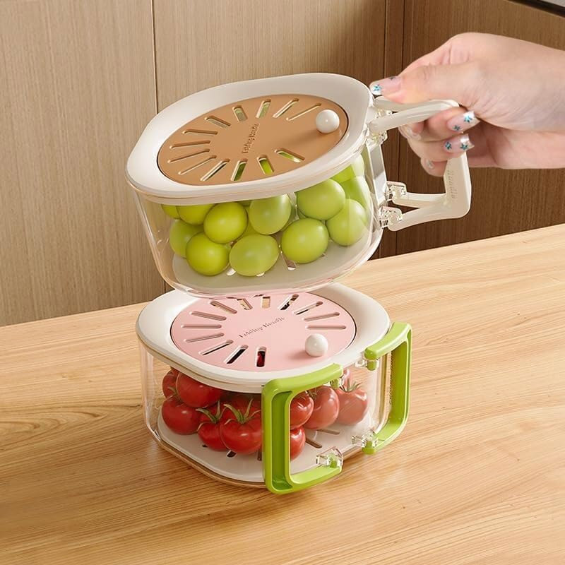 2 In 1 Fruit Strainer Container With Lid | Idealancy