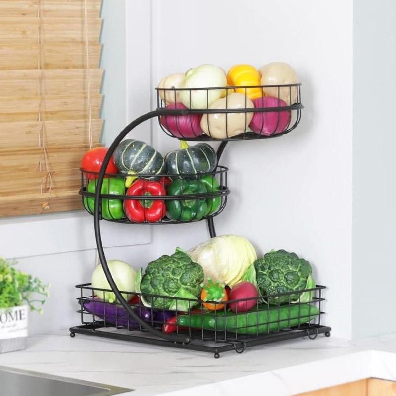 3-Tier Metal Fruit Basket Rack-Premium