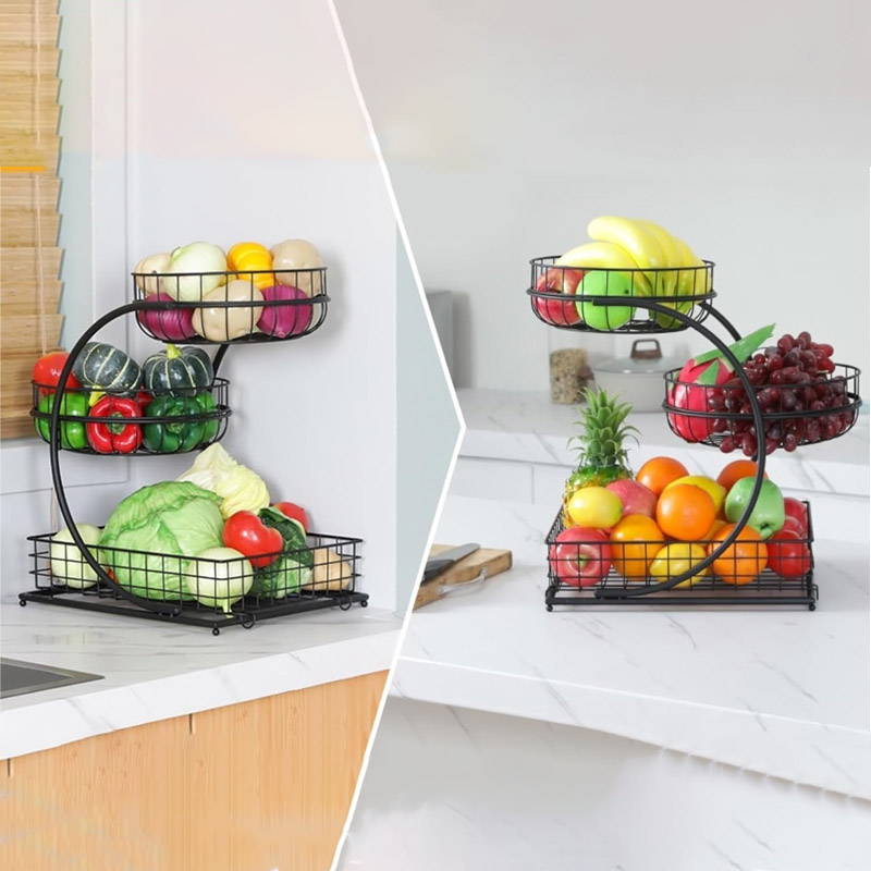 3-Tier Metal Fruit Basket Rack-Premium