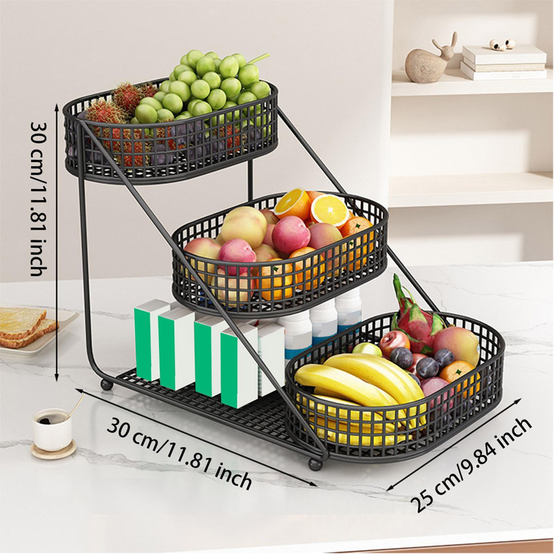 MultiPurpose 3-Tier Storage Basket Rack