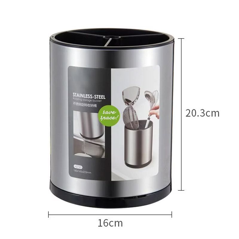 Rotating Kitchen Utensil Holder Stainless Steel