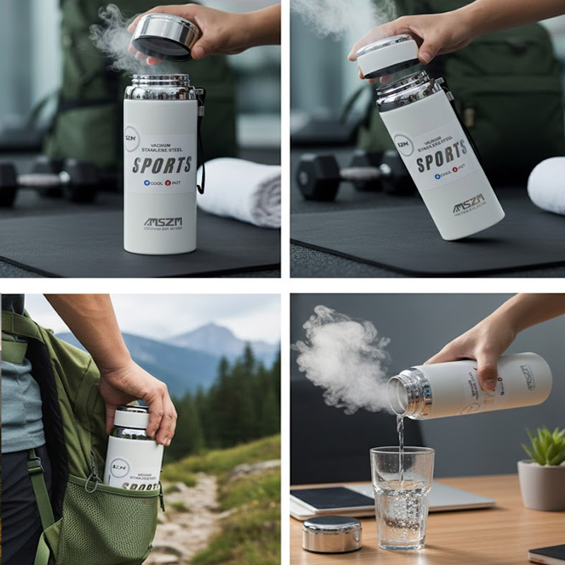 AMSZM Vacuum Stainless Steel Sports Flask - Cool & Hot Thermal Bottle