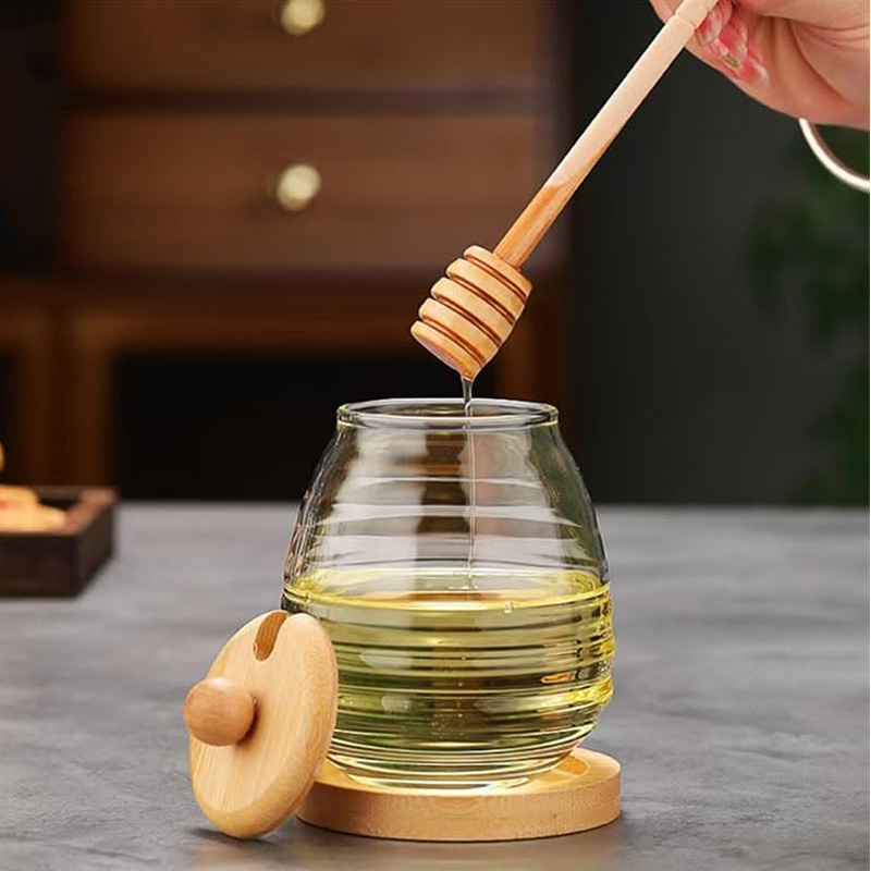 Glass Honey Jar With Wooden Stick