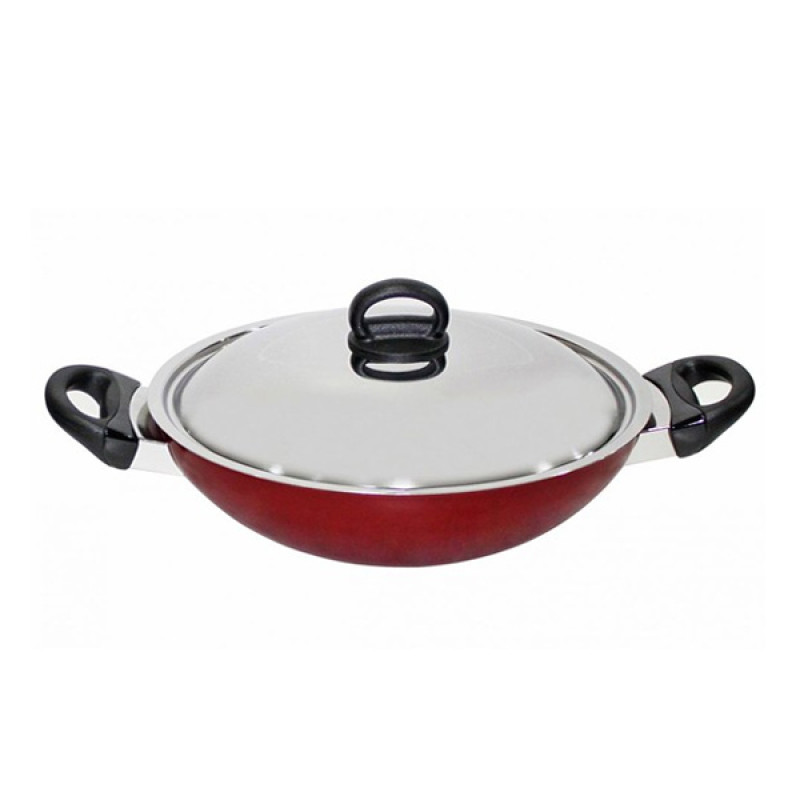 Prestige Classique 26cm Wok/Karahi Non-Stick Dual Handles with Steel Lid
