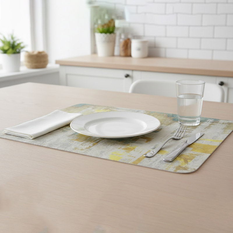 Anti-Slip Dish Drying/Dining Table Mat-Rustic Abstract Design