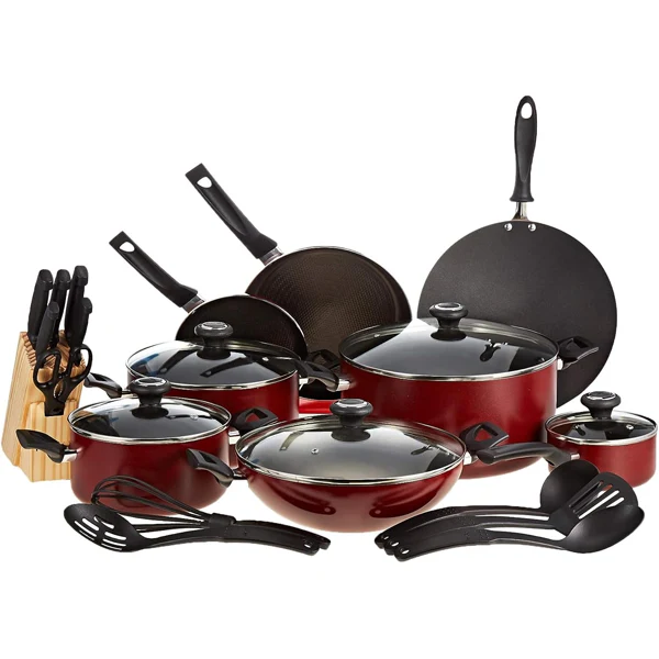 Prestige 25-Piece Non-Stick Cookware Set – Red