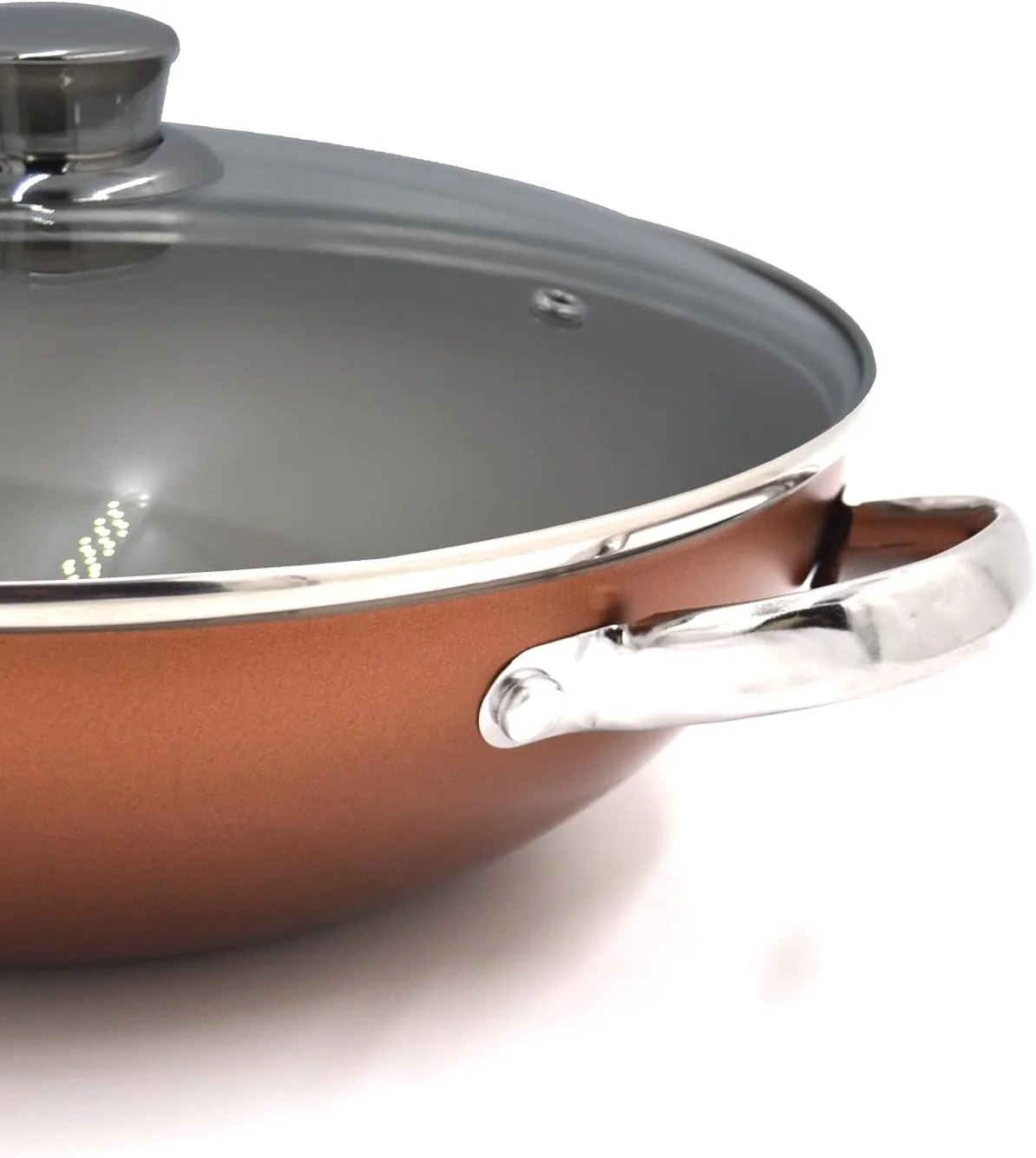Prestige Ultra 28cm Non-Stick Karahi/wok with Lid & Pan Holder