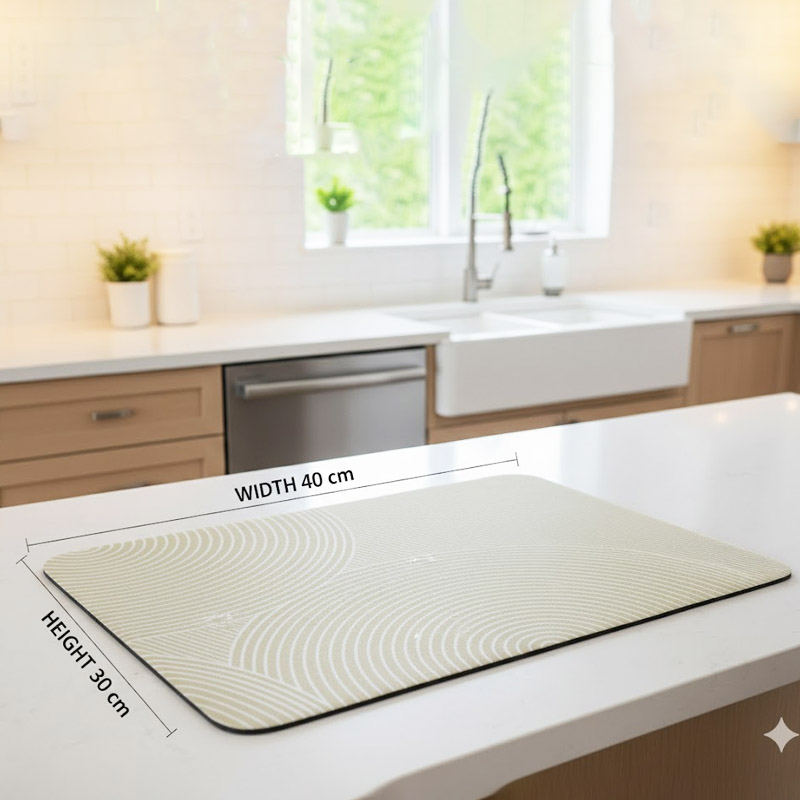 Anti-Slip Dish Drying/Dining Table Mat-Modern Textured Abstract Design