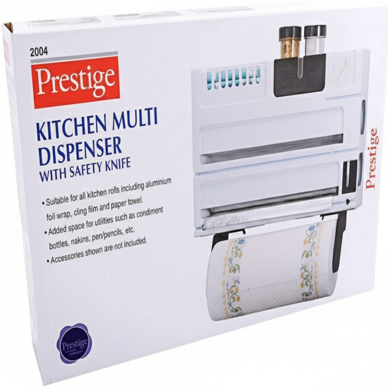 Prestige Kitchen Multi-Dispenser with Safety Knife — Wall-Mountable Organizer