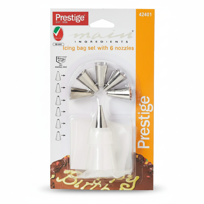 Prestige Icing Bag with Steel Nozzles — 5 Piece Cake Decorating Set