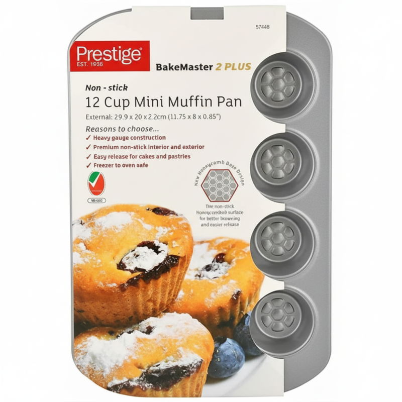 Prestige 12 Cup Mini Muffin Pan — Non Stick Bakeware for Bite Sized Treats cupcake