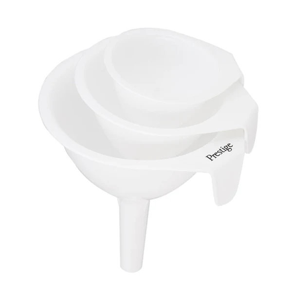 Prestige Plastic Funnel Set 3-Piece – Food-Grade, Dishwasher-Safe, Versatile Kitchen Tool
