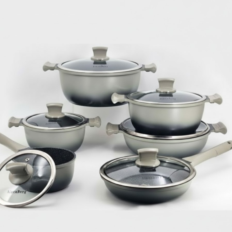 Black Granite Cookware Set 12 Piece Non-Stick Pots & Pans