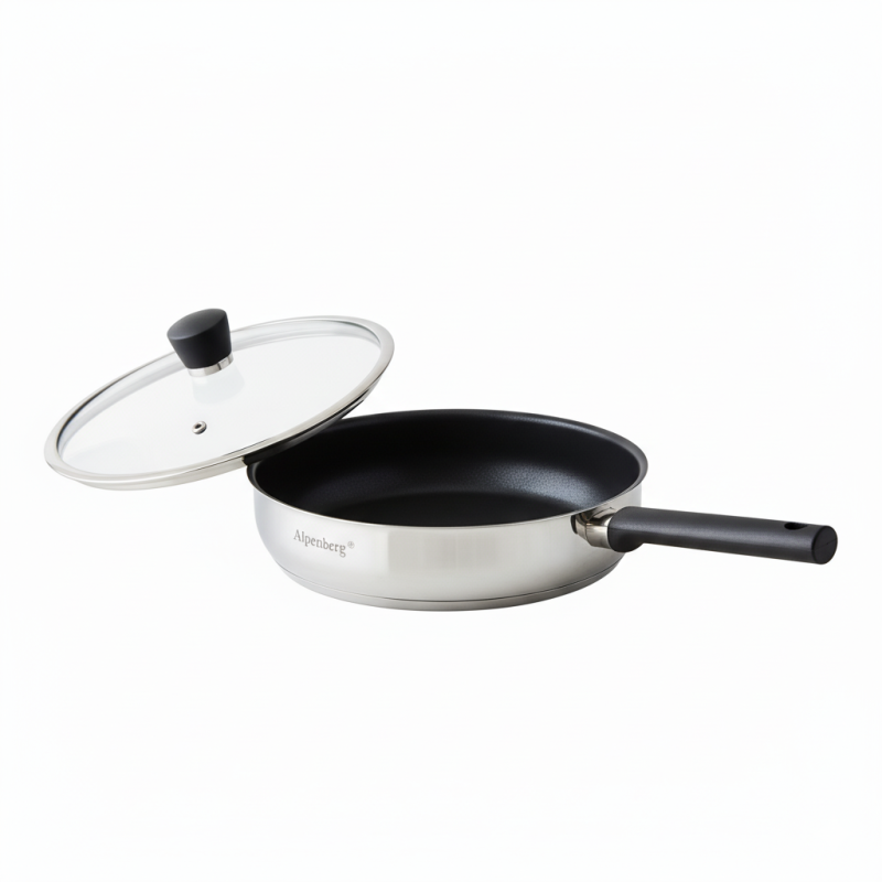 Alpenberg 26cm Stainless Steel Fry Pan with Glass Lid — Non-Stick Cookware-copy