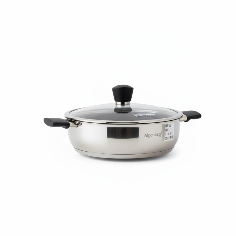 Alpenberg 28cm Stainless Steel Karahi With Glass-Lid