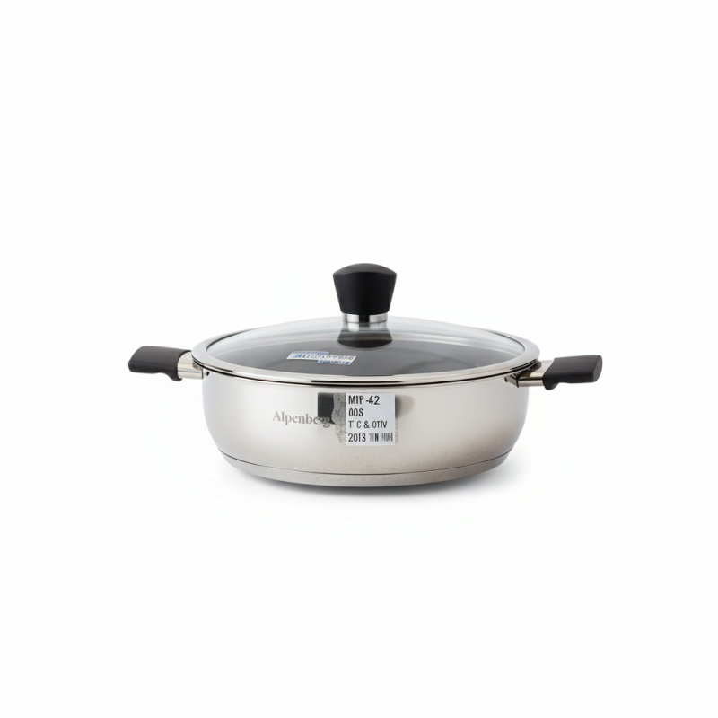 Alpenberg 28cm Stainless Steel Karahi With Glass-Lid