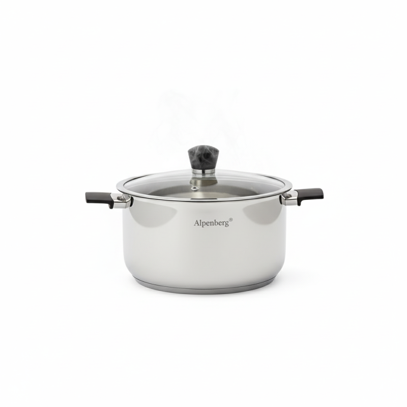 Alpenberg 30cm Stainless Steel Cooking Pot with Glass Lid