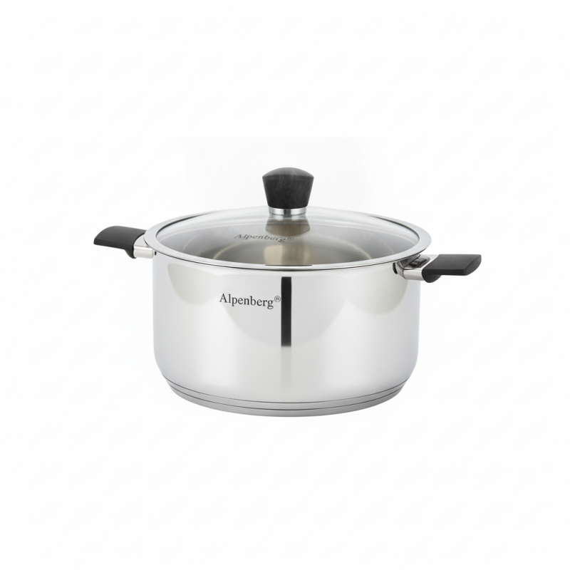 Alpenberg Stainless Steel Cooking Pot 32cm Large Casserole with Glass Lid