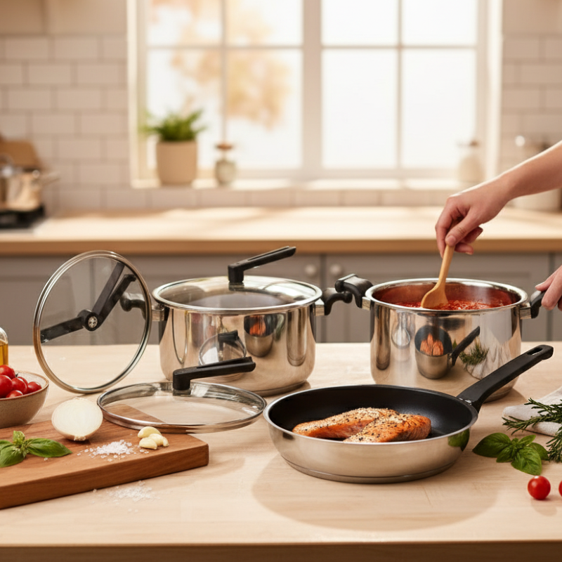 Alpenberg Granite Coated Non Stick Cookware 12 Piece Set with Glass Lids