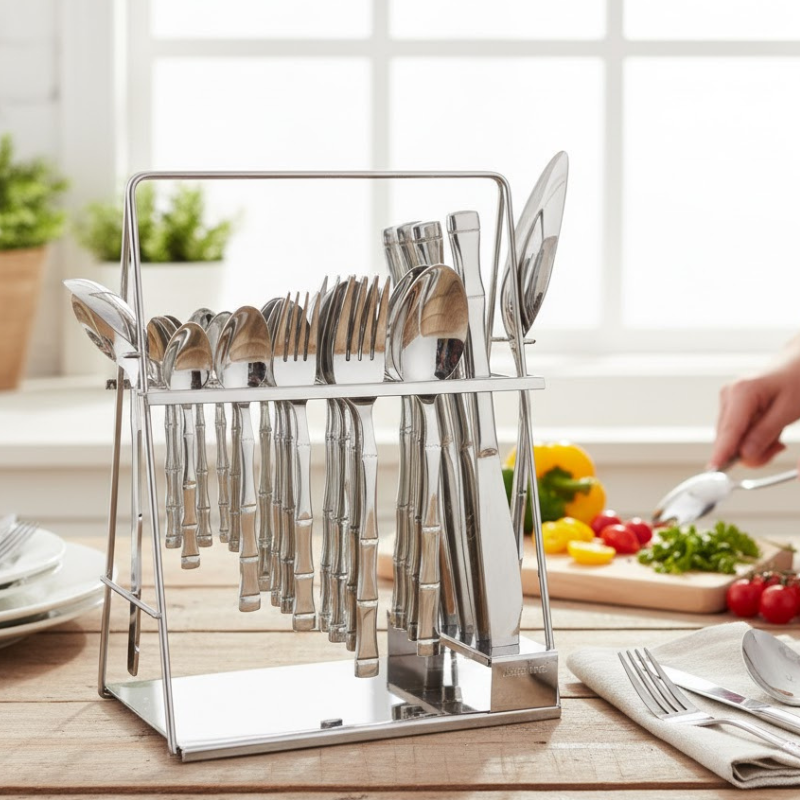 Alpenberg Stainless Steel 38 Piece Cutlery Set Tree Texture