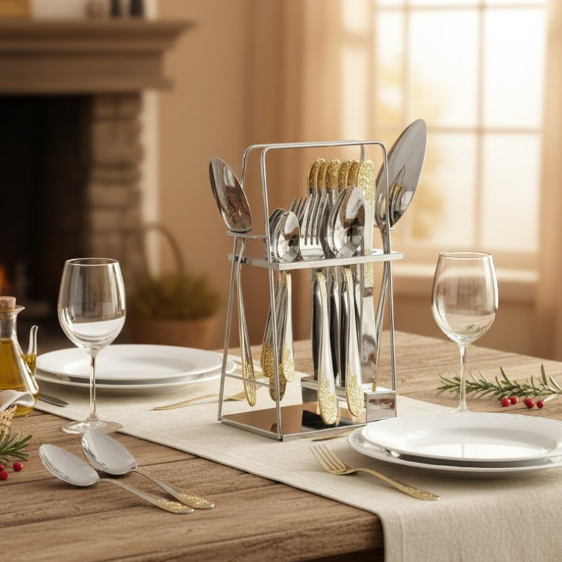 Alpenberg Stainless Steel Cutlery Set 26 Piece floral collection