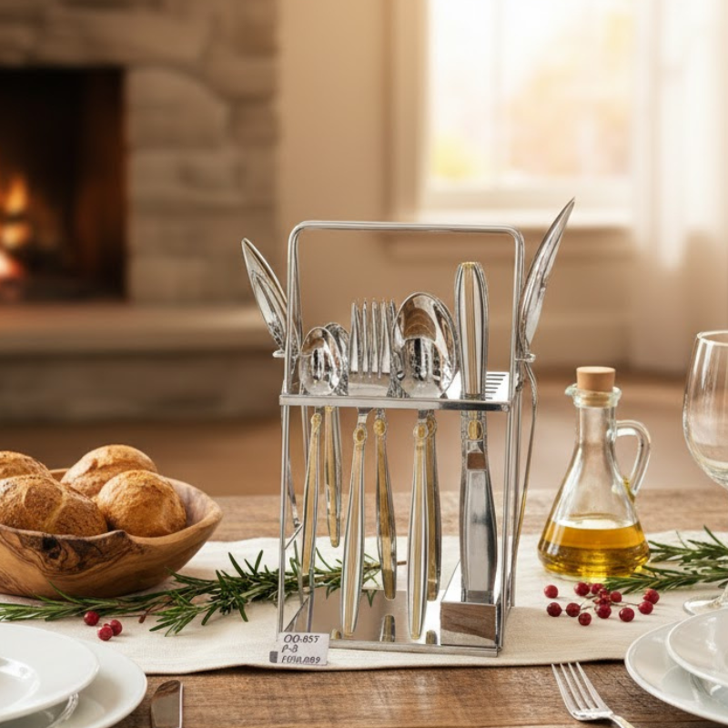 Alpenberg Stainless Steel Cutlery Set 26 Piece gold lines