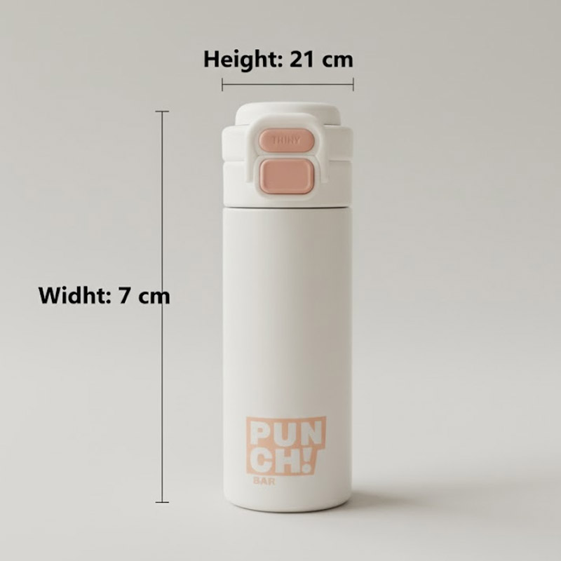 PUNCH BAR Water Bottle Insulated Sleek Thermal Flask With One-Touch Lid